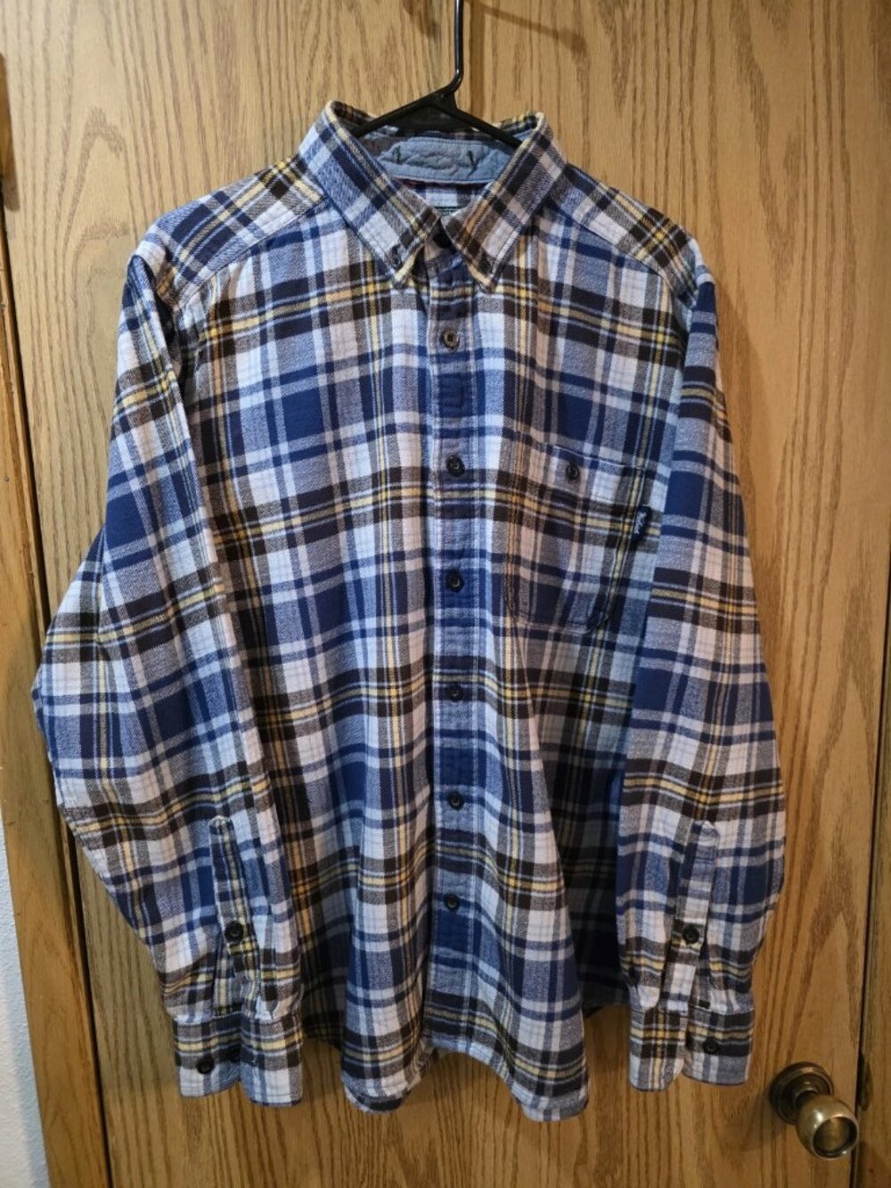 Woolrich Long Sleeve Shirt Flannel Thick Cotton Mens Large Plaid Lunberjack
